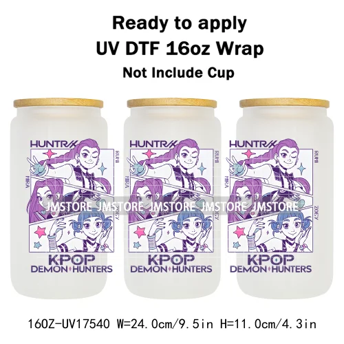 Demon Hunters Movie Kpop Lover Gift Anime Fan UV DTF Stickers Ready To Transfer Cup Wrap Custom DIY Craft For Libbey Can Glass