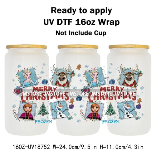 Christmas Crew Cartoon Characters Gingerbread UV DTF Stickers Ready To Apply Cup Wrap Custom Logo DIY Craft For Libbey Can Glass