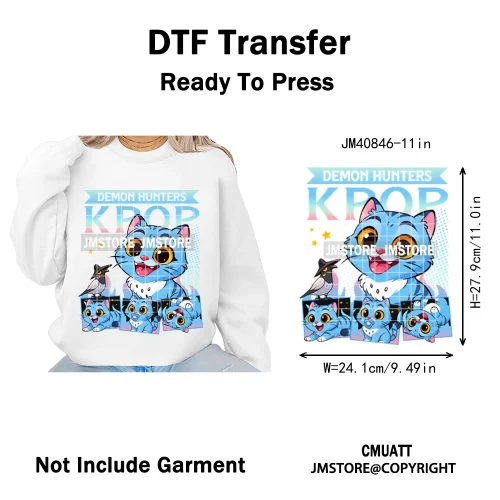 Kpop Culture Idol Movie Inspired Music Lover Cute Blue Anime Character Iron on DTF Transfers Stickers Ready to Press for Clothes