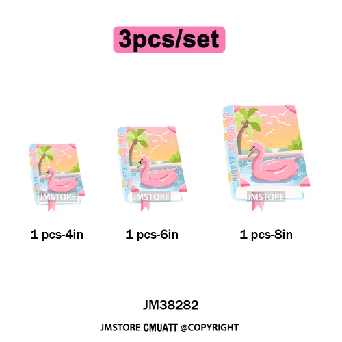 Cute Summer Book Picnic Kindle Club Beach Reading Bookish Vacation Iron on DTF Transfer Stickers Ready to Press for Clothes Bags