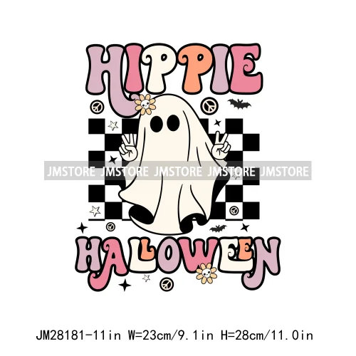 Diy Spooky Ghost Love Reading More Books Good Vibes Halloween Decals DTF Iron On Transfers Stickers Ready To Press For T-shirts