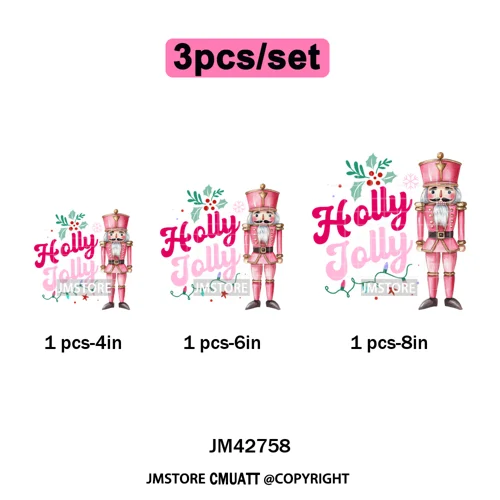 Merry Christmas Holly Jolly Coquette Tree Cartoon Movie Vibes Iron on DTF Washable Transfer Stickers Ready to Press for Textiles