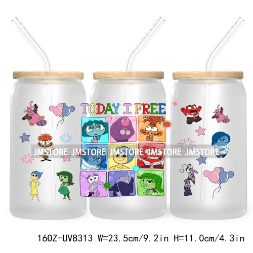 It's Okay To Feel All The Feels UV DTF Cup Wrap For 16OZ Glass Cup Can Transfer Stickers Custom Label Logo Inside Out Characters