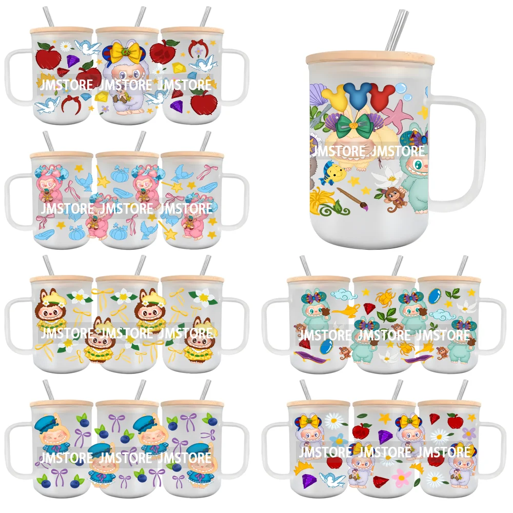 Cartoon Monsters Doll 15OZ Glass Mug UV DTF Cup Wrap Ready To Apply Waterproof High Quality Custom Prints For Mugs Cup Tumbler