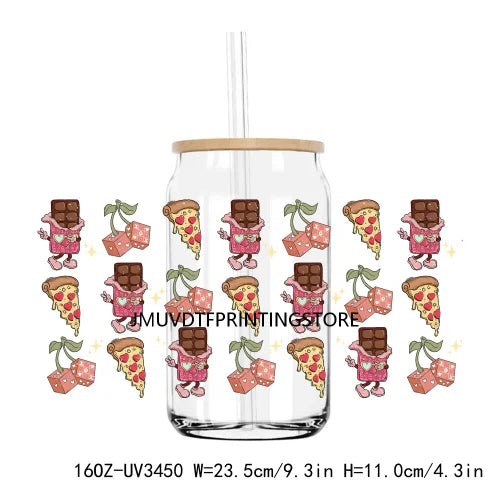 Love More Worry Less UV DTF Sticker For 16OZ Libbey Glass Cup Can Wrap Transfer Sticker Custom Labels DIY Logo XOXO Valentines