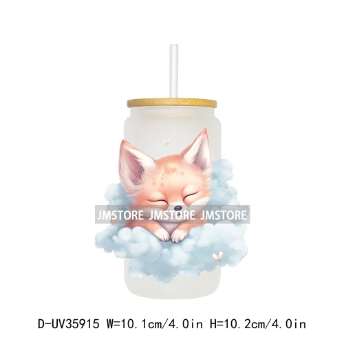 Dreamy Sleeping Baby Animals UV Sticker Decals For Libbey Cold Cups Mugs Tumbler Transfer Stickers Waterproof Top Quality Prints