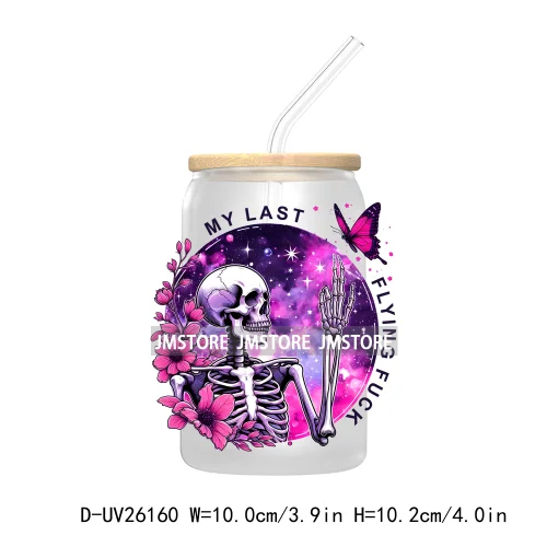 Antisocial Snarky Skeleton Skull UV DTF Transfer Stickers Decals For Libbey Cold Cups Mugs Durable Waterproof Custom Logo Labels