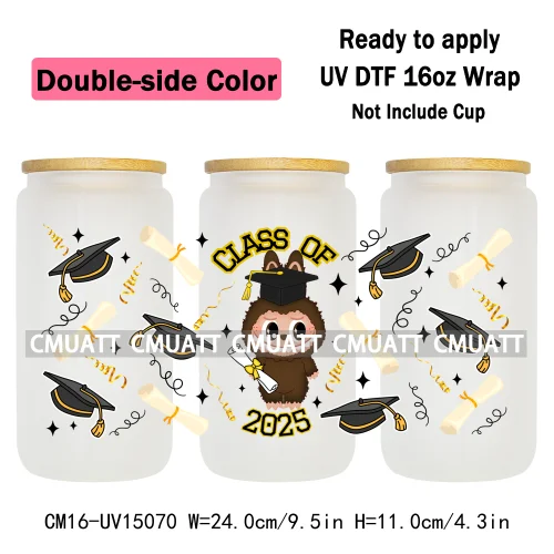 Double Sided Color UV DTF Cup Wraps 16OZ Wholesale Custom Bulk Waterproof Cartoon Cute Monster Transfer Designs For Mug Glass