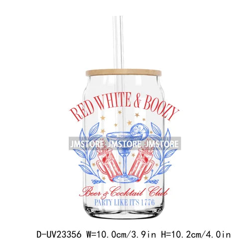 Coquette American Girly 4th Of July UV DTF Transfers Stickers Decals For Libbey Cold Cups Mugs Tumbler Waterproof USA Freedom