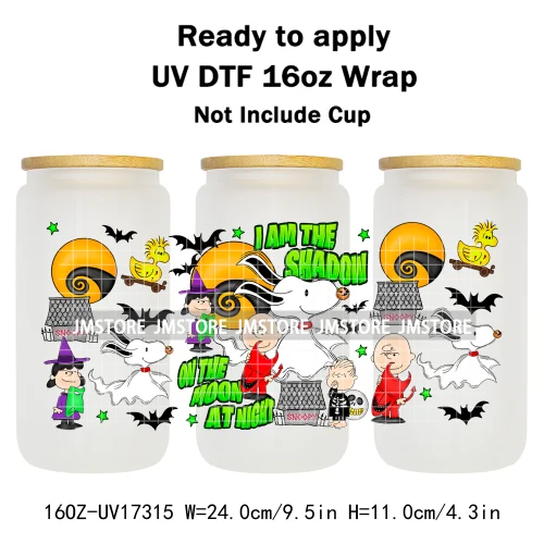 Halloween Wednesday Cartoon Horror Movies UV DTF Stickers Ready To Apply Cup Wrap Custom Labels DIY Craft For Libbey Can Glass