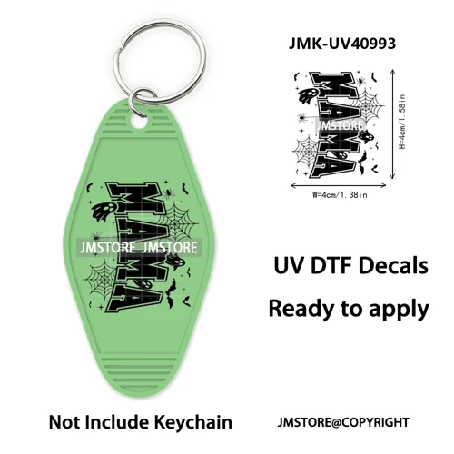 Mama Mini Halloween Spooky Ghosts UV DTF Motel Keychain Decal Ready To Ship Durable Transfer Stickers Prints For Hotel Keychain