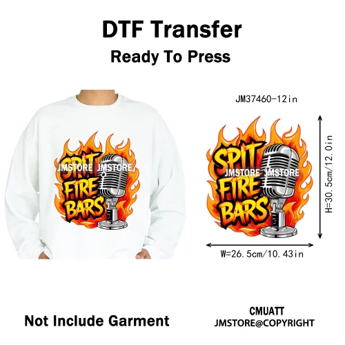 12in Colorful Rap Music Rock Vibes Mud Master Truck Space Trip Graffiti Iron on DTF Transfer Stickers Ready to Press for T-shirt