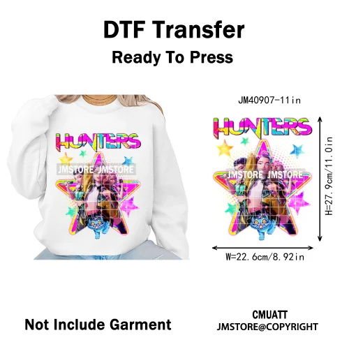 Music Kpop Group Lover Anime Fans Boys Girls Hunters Inspired Iron on DTF Washable Transfers Sticker Ready to Press for Clothing