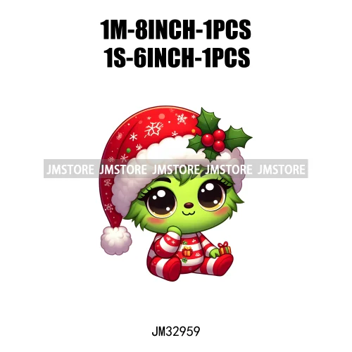 Santa Hat Candy Cane Mistletoe Cartoon Character Christmas Season Iron On DTF Transfers Stickers Ready To Press For Clothes Bags