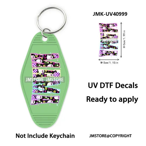 Mama Mini Halloween Spooky Ghosts UV DTF Motel Keychain Decal Ready To Ship Durable Transfer Stickers Prints For Hotel Keychain