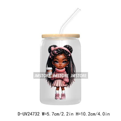 Cute Little Black Boy Girl UV DTF Transfer Stickers Decals For Libbey Cold Cups Mugs Tumbler Waterproof DIY Craft Cool Afro Kids