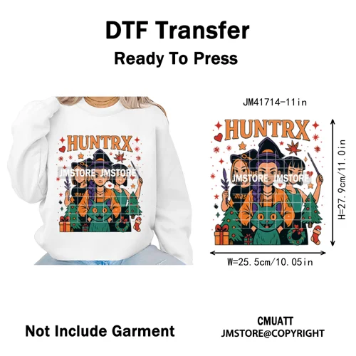 Holly Stars Gifts Happy Kpop Christmas Vibes Winter Holiday Iron on DTF Washable Transfers Stickers Ready to Press for Hoodies