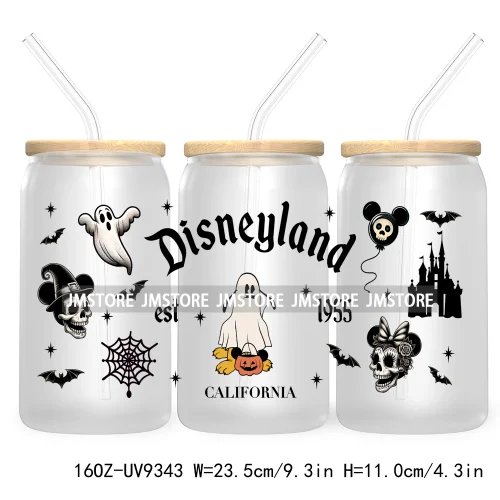 Halloween Mouse And Friends UV DTF Sticker For 16OZ Libbey Glass Cup Can Wrap Transfer Stickers Custom Labels Logo Spooky Vibes