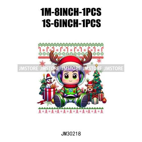 Cartoon Christmas Character Ugly Sweater Friends Deer Winter Holiday Gifts Iron On DTF Heat Press Transfers Stickers For Hoodies