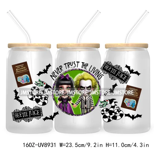 Fall Halloween Cartoon Friends 16OZ UV DTF Cup Wrap Transfer Stickers Custom Labels Durable Waterproof Logo For Libbey Glass Can