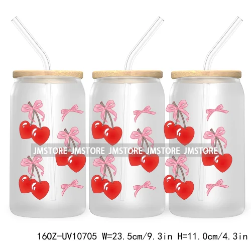 Dog Cat Mom UV DTF Cup Wraps Transfers Sticker For 16OZ Libbey Glass Can Butterfly Flowers Strawberry Coquette Cowgirl Boots