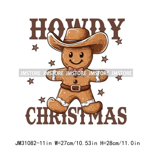 Howdy Country Cowboy Western Merry Christmas Tee Cow Chickens Coquette Iron On DTF Transfers Stickers Ready To Press For Clothes