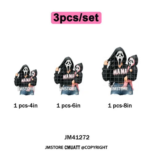Spooky Halloween Scary Ghost Pumpkin Mama Kids Family Love Iron on Washable DTF Transfers Stickers Ready to Press for Textile