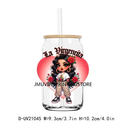 Mexican Latina Mama Chicano Cartoon Girls UV DTF Transfer Stickers Decals For Libbey Cold Cups Mugs Tumbler Waterproof DIY Logo