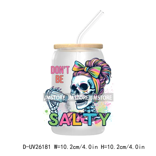 Antisocial Snarky Skeleton Skull UV DTF Transfer Stickers Decals For Libbey Cold Cups Mugs Durable Waterproof Custom Logo Labels