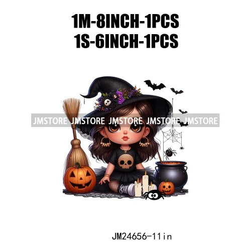 Custom Halloween Spooky Witch Latina Baby Girls Iron On Decals Hispanic Princess DTF Heat Press Transfers Stickers For Hoodies