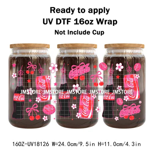 Faux Embroidery Floral Cartoon Characters UV DTF Stickers Ready To Apply Cup Wraps Waterproof For 16OZ Libbey Glass Can Tumbler