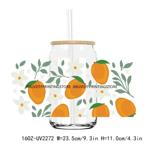 Summer Fruit Apple Orange Candy 16OZ UV DTF Cup Wrap Transfers Stickers Custom Labels DIY Waterproof Logo For Libbey Glass Can