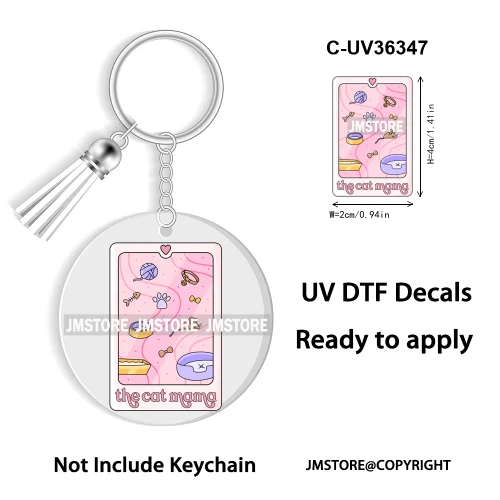 Trendy Bookish Inspirational Quotes UV DTF Decal Round Keychain Ready To Apply WaterProof Transfer Stickers For Circle Keychain