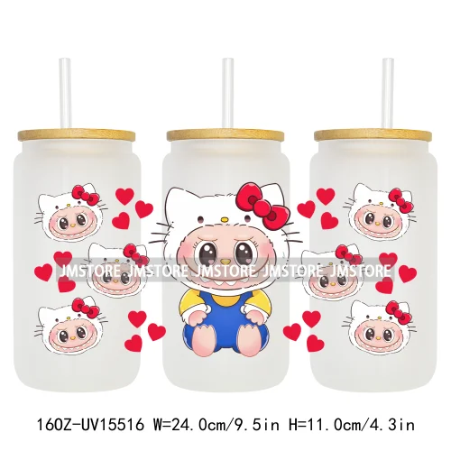 Coquette Bow Kids Cartoon Doll Characters UV DTF Cup Wraps Ready To Apply Waterproof Transfer Stickers For 16OZ Libbey Glass Can