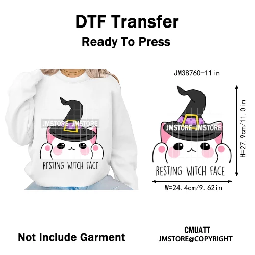 Cute Boos Ghost Pumpkin Halloween Season Thermal Printing Iron on DTF Washable Transfers Stickers Ready to Press for Textile