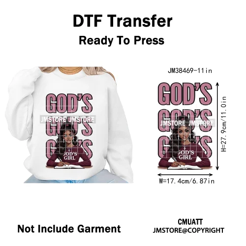 Pray Jesus Faith Trust Black Woman Religious Blessed Thermal Designs Iron on DTF Transfers Stickers Ready to Press for Clothes