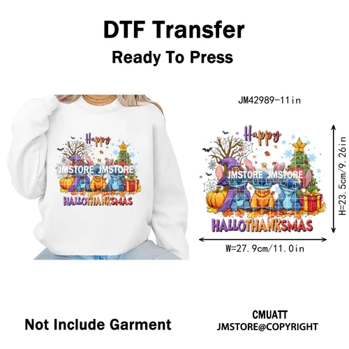 Funny Cartoon Mouse Friends Merry Christmas Movie Character Xmas Season Iron on DTF Transfer Stickers Ready to Press for Hoodies