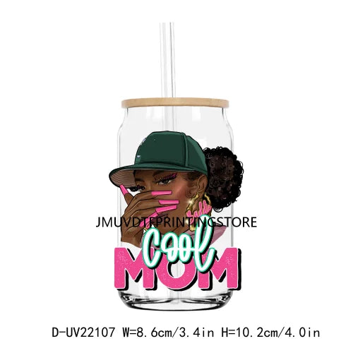 Leopard Black African American Mama UV DTF Transfers Stickers Decals For Libbey Cold Cups Mugs Tumbler Waterproof Boy Girl Mom