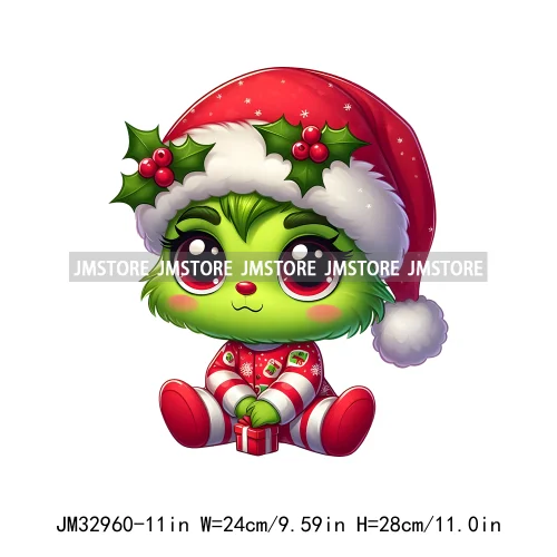 Santa Hat Candy Cane Mistletoe Cartoon Character Christmas Season Iron On DTF Transfers Stickers Ready To Press For Clothes Bags