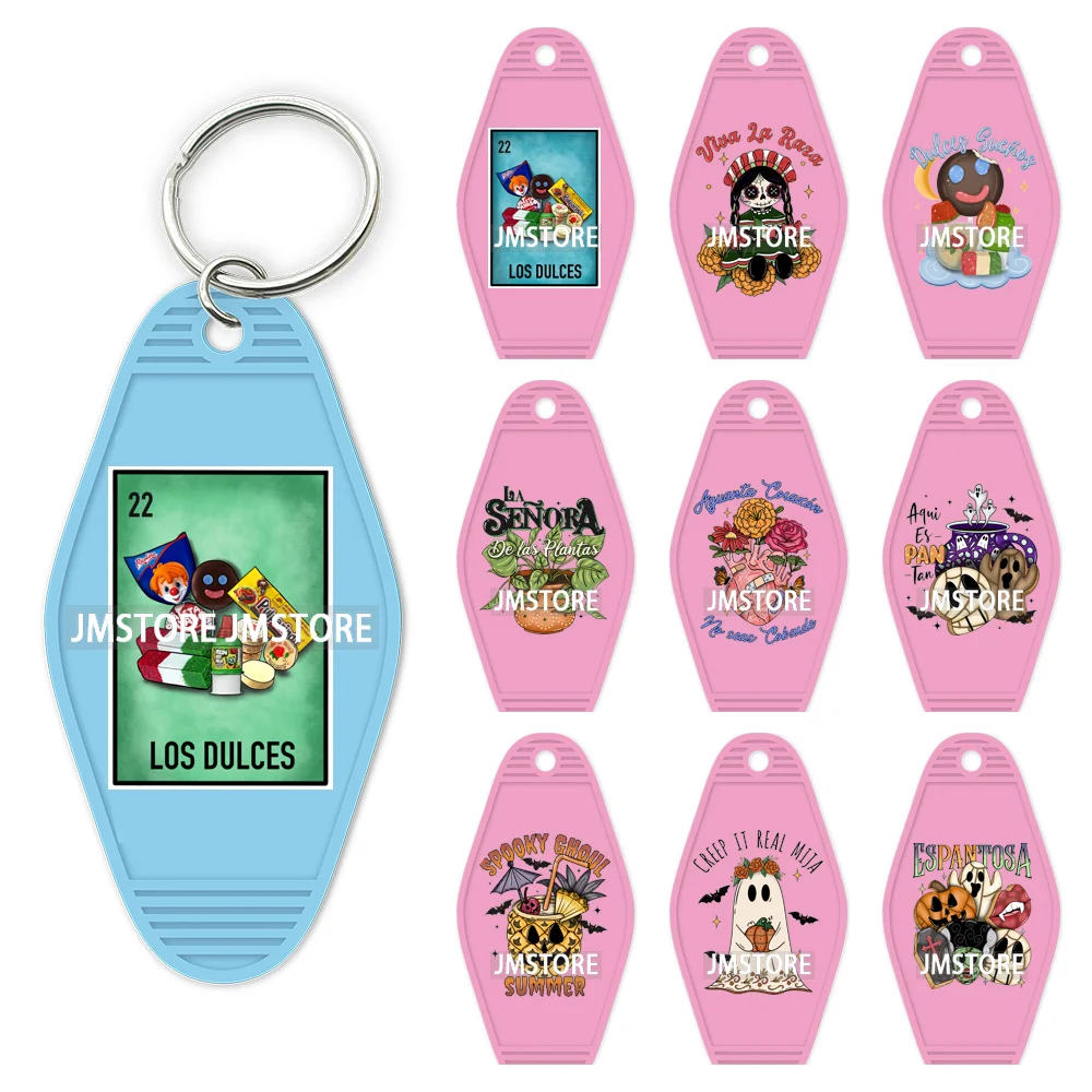 Mexican Conchas Ghost Spooky Halloween UV DTF Motel Keychain Wraps Ready To Apply Waterproof High Quality Hotel Keychain Decals