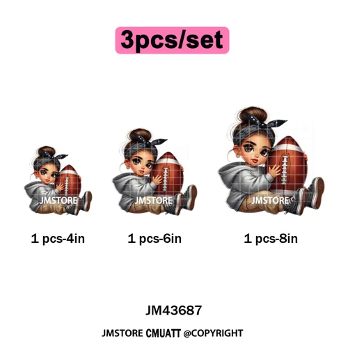 Latina Football Mexican Baby Girls Sports Lover Game Day Iron on Washable DTF Heat Transfers Stickers Ready to Press for Hoodies