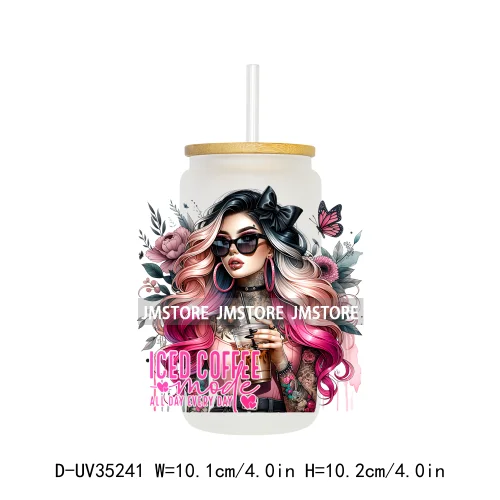 Funny Sarcastic Woman Sassy Girl UV DTF Transfer Stickers Decals Ready To Apply Waterproof For 16OZ Libbey Glass Can Cup Tumbler