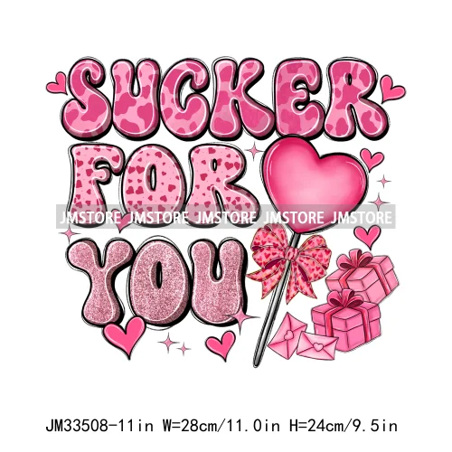 Love Sweet Heart Sucker For You Teacher Dog Cat Valentine Vibes Iron On DTF Transfer Stickers Ready To Press For Hoodies Bags