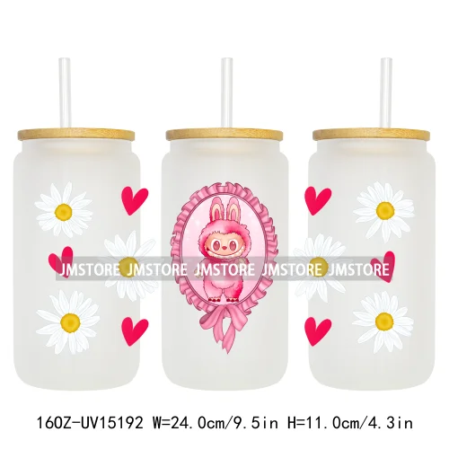 Cute Cartoon Coquette Magical Mirror Bow 16OZ UV DTF Cup Wraps Ready To Apply Waterproof Transfer Stickers For Libbey Glass Can