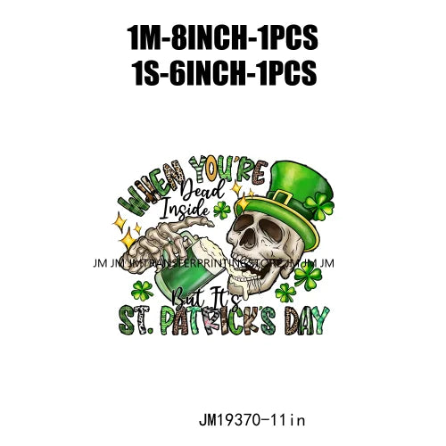 Shamrock Crusher Sassy litt lassie St Patricks Day Coffee Rainbow Gnomies Logos DTF Transfer Stickers Ready To Press For Hoodies