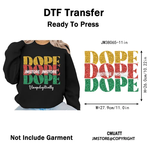 God Says She Is Dope Women Juneteenth 1865 Independence Washable Iron on DTF Transfers Stickers Ready to Press for Clothes
