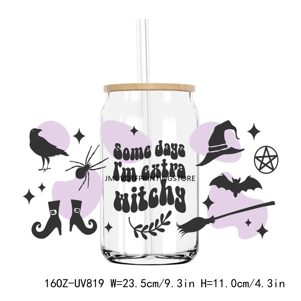 Retro Halloween Funny Ghost 16OZ UV DTF Cup Wrap Transfer Stickers Custom Label DIY Durable Waterproof Logo For Libbey Glass Can