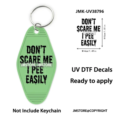 Fall Halloween Quotes Spooky Boo UV DTF Motel Keychain Decal Ready To Ship Durable Transfer Stickers Prints For Hotel Keychain