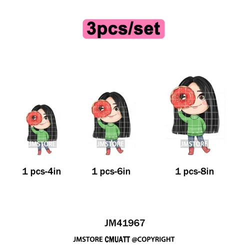 Cute Winter Christmas Girls Baby Mermaid Kids Cartoon Character Iron on DTF Washable Transfers Stickers Ready to Press for Texti