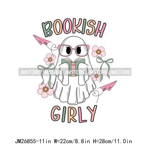 Custom Trick Or Read Ghost Witches Spooky Book Club Decals Bookish Girly Halloween DTF Iron On Transfers Stickers For T-shirts